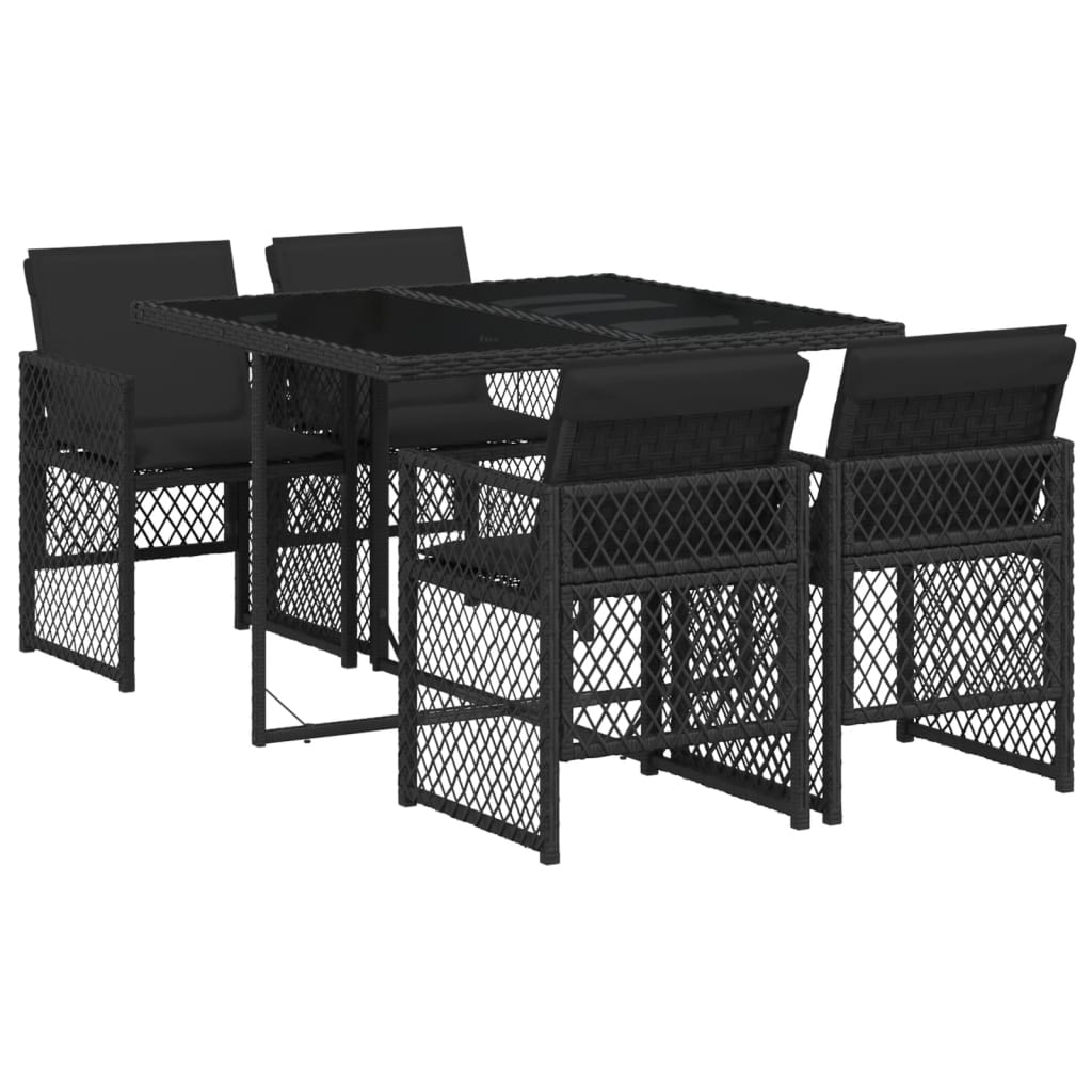 5-delige Tuinset met kussens poly rattan zwart is nu te koop bij PeponiXL, paradijselijk wonen!