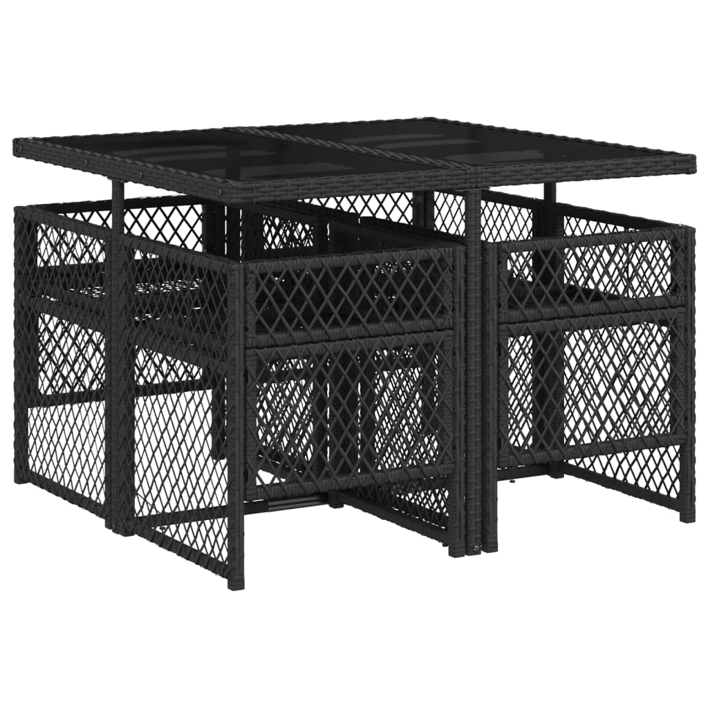 5-delige Tuinset met kussens poly rattan zwart is nu te koop bij PeponiXL, paradijselijk wonen!