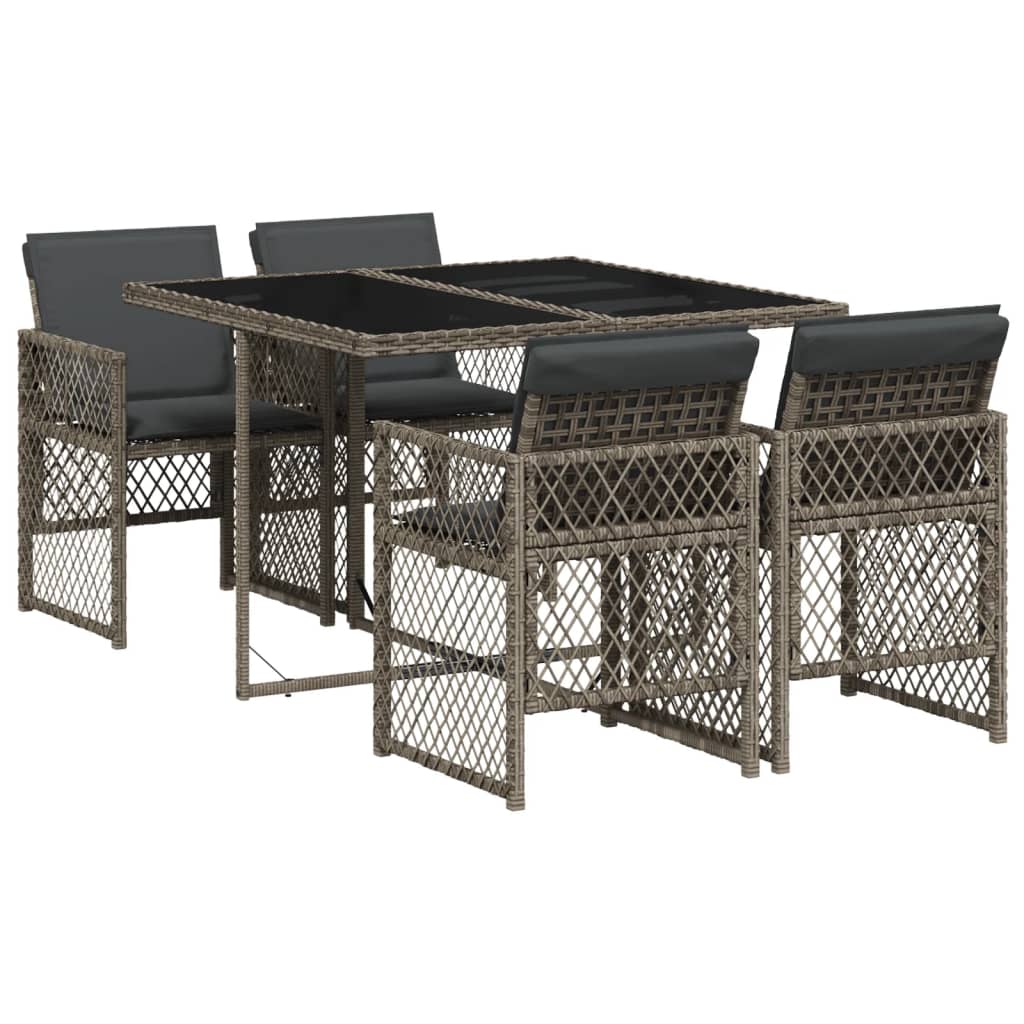 5-delige Tuinset met kussens poly rattan grijs is nu te koop bij PeponiXL, paradijselijk wonen!