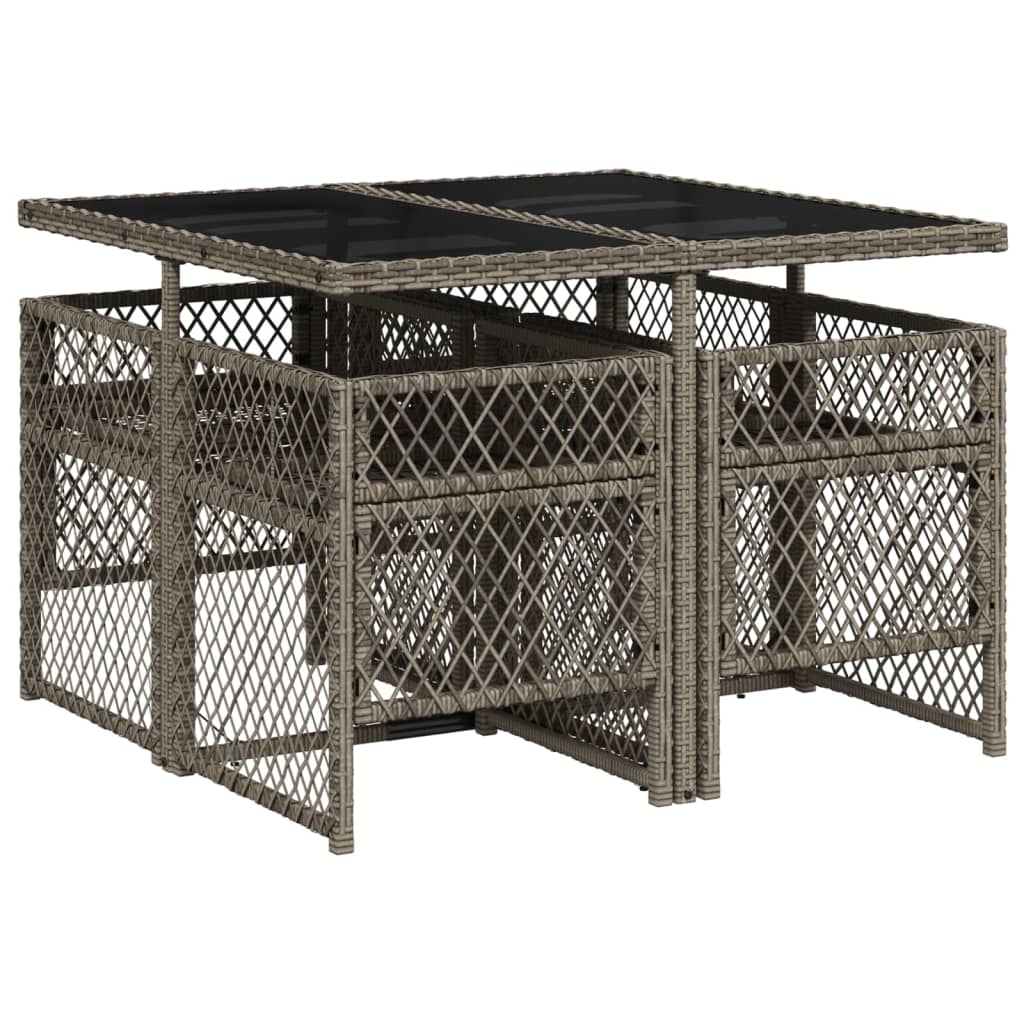 5-delige Tuinset met kussens poly rattan grijs is nu te koop bij PeponiXL, paradijselijk wonen!