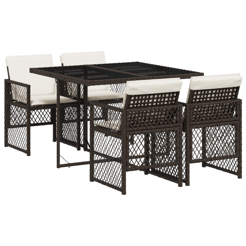 5-delige Tuinset met kussens poly rattan bruin is nu te koop bij PeponiXL, paradijselijk wonen!