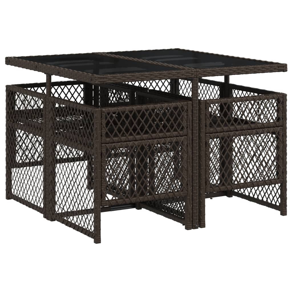5-delige Tuinset met kussens poly rattan bruin is nu te koop bij PeponiXL, paradijselijk wonen!