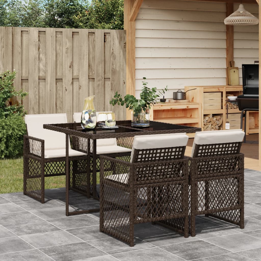 5-delige Tuinset met kussens poly rattan bruin is nu te koop bij PeponiXL, paradijselijk wonen!