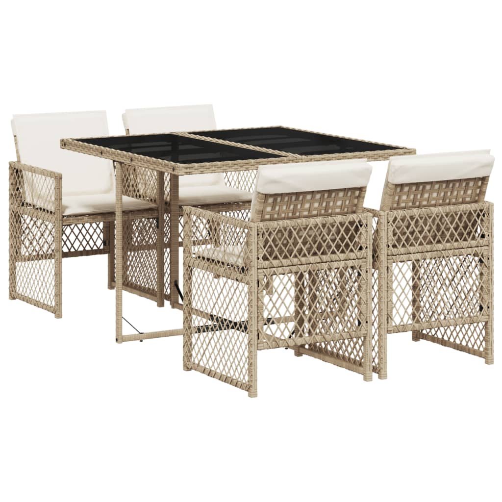 5-delige Tuinset met kussens poly rattan beige is nu te koop bij PeponiXL, paradijselijk wonen!