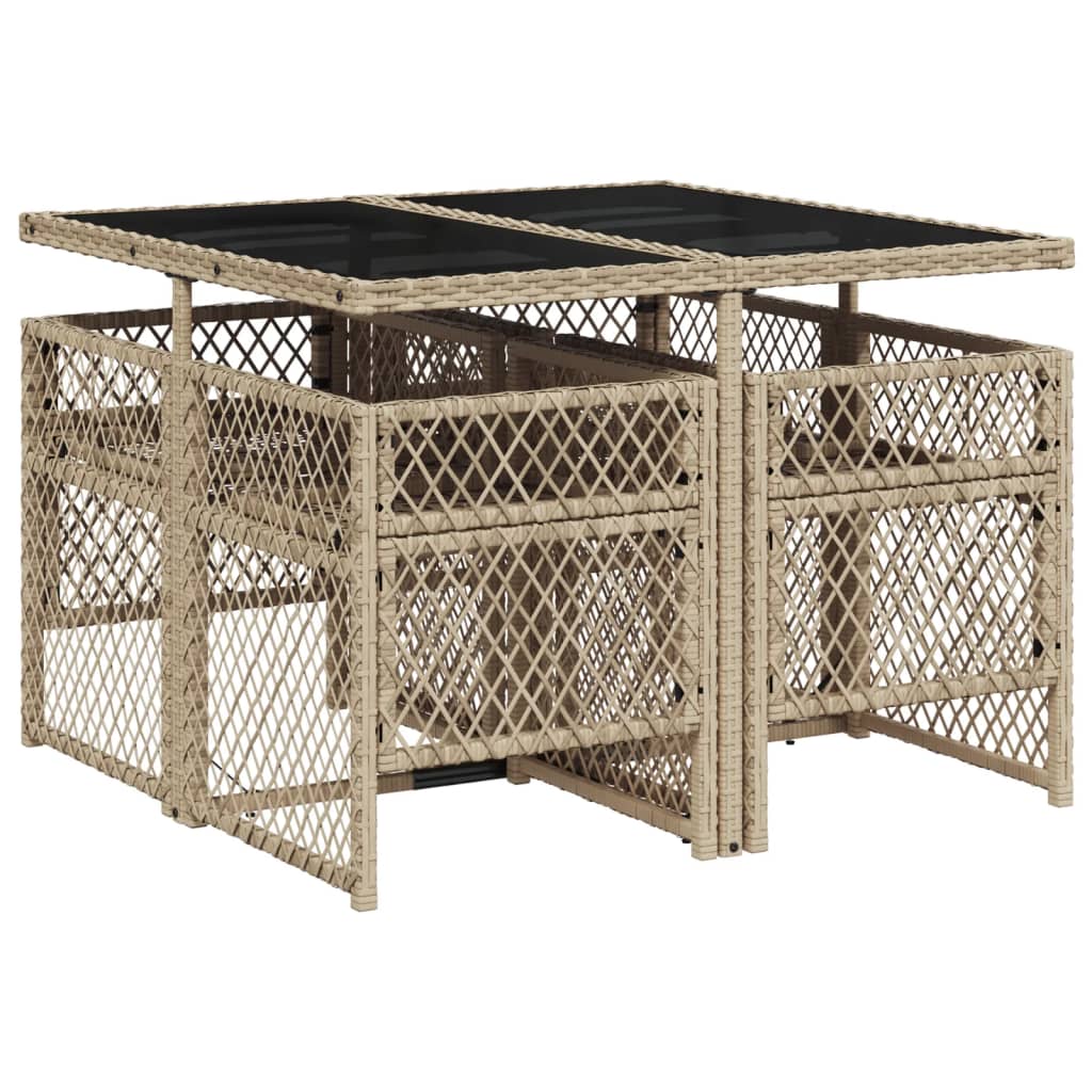 5-delige Tuinset met kussens poly rattan beige is nu te koop bij PeponiXL, paradijselijk wonen!