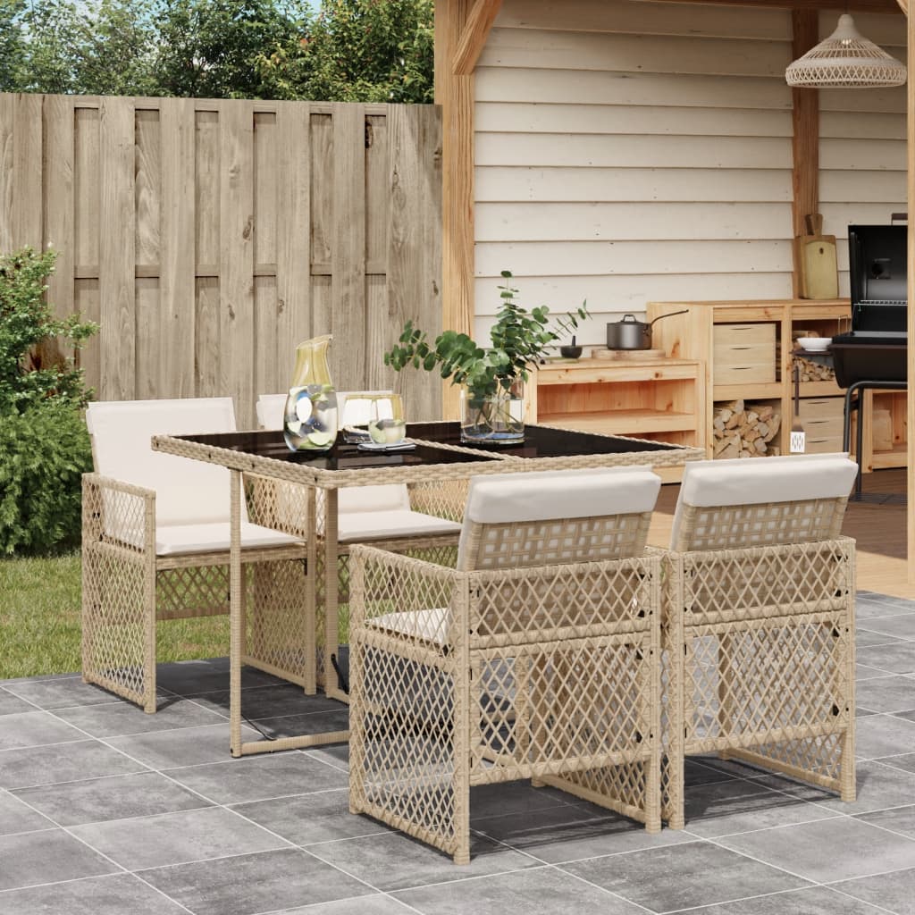 5-delige Tuinset met kussens poly rattan beige is nu te koop bij PeponiXL, paradijselijk wonen!