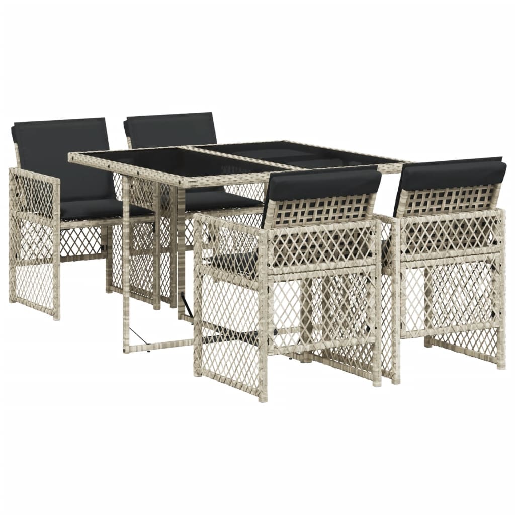5-delige Tuinset met kussens poly rattan lichtgrijs is nu te koop bij PeponiXL, paradijselijk wonen!