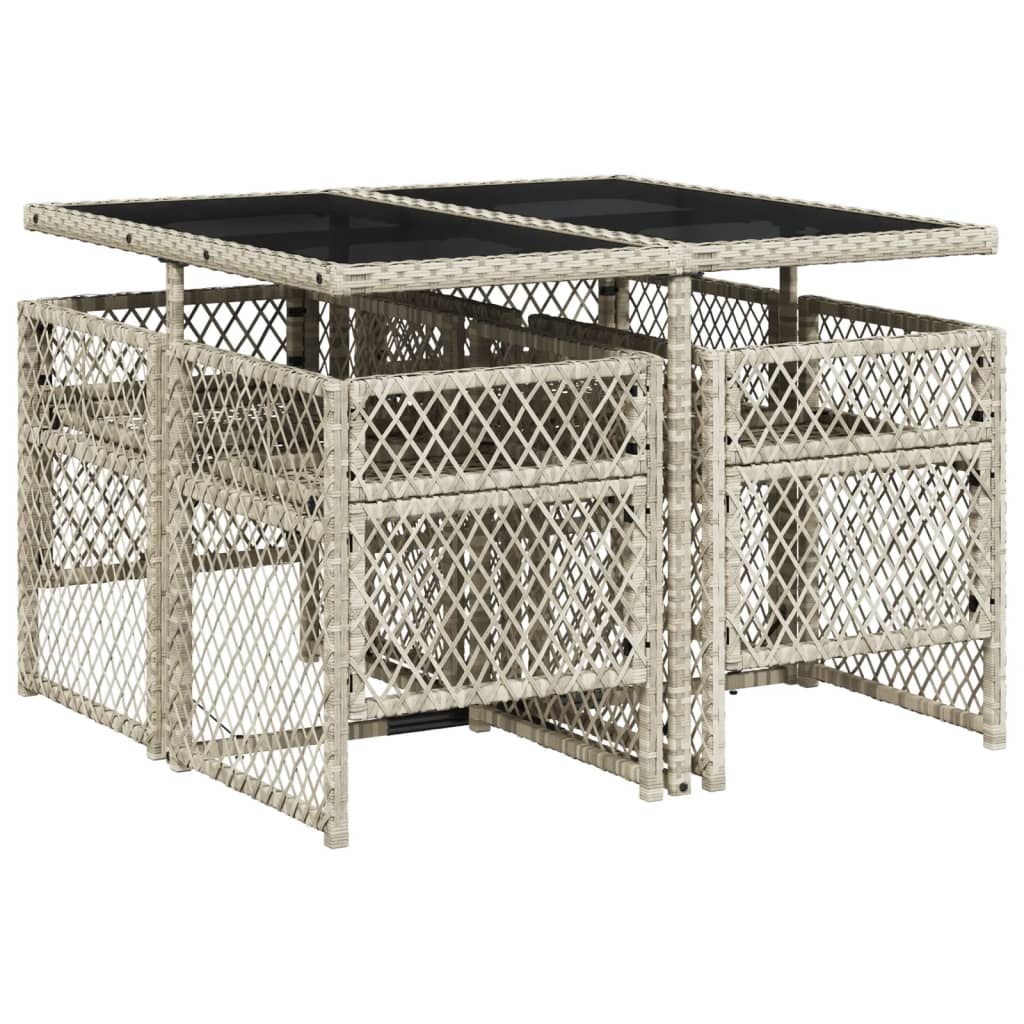 5-delige Tuinset met kussens poly rattan lichtgrijs is nu te koop bij PeponiXL, paradijselijk wonen!