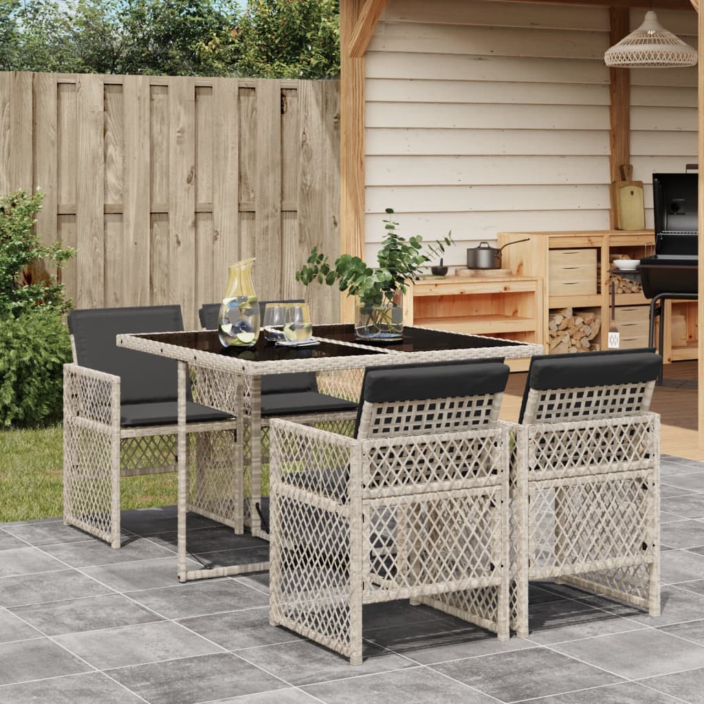 5-delige Tuinset met kussens poly rattan lichtgrijs is nu te koop bij PeponiXL, paradijselijk wonen!