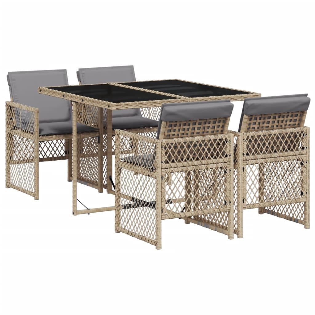 5-delige Tuinset met kussens poly rattan beige is nu te koop bij PeponiXL, paradijselijk wonen!