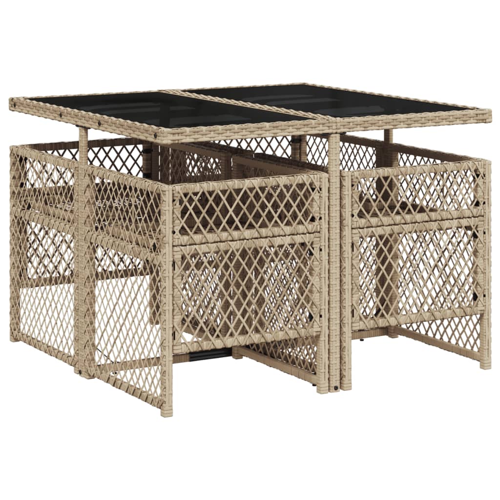 5-delige Tuinset met kussens poly rattan beige is nu te koop bij PeponiXL, paradijselijk wonen!