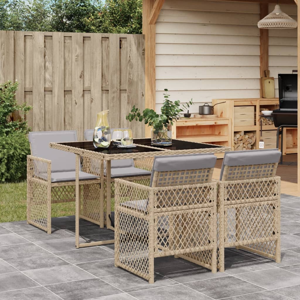 5-delige Tuinset met kussens poly rattan beige is nu te koop bij PeponiXL, paradijselijk wonen!