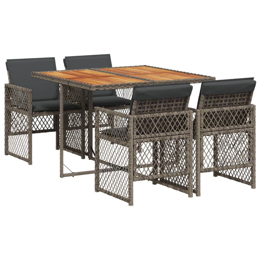 5-delige Tuinset met kussens poly rattan grijs is nu te koop bij PeponiXL, paradijselijk wonen!