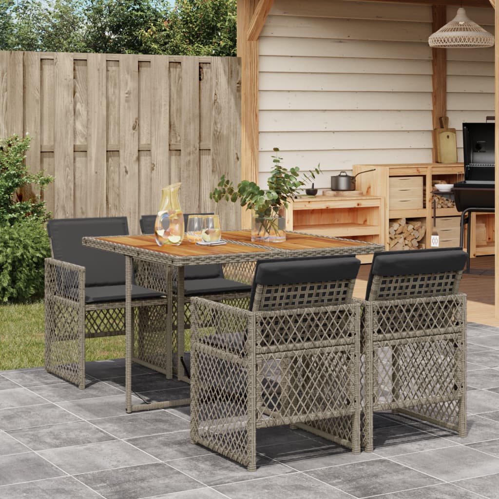 5-delige Tuinset met kussens poly rattan grijs is nu te koop bij PeponiXL, paradijselijk wonen!