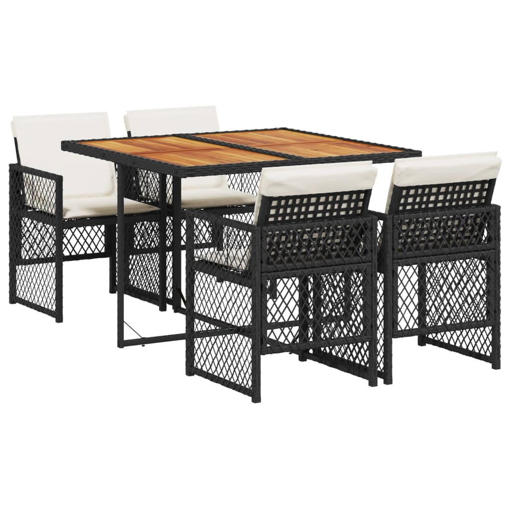 5-delige Tuinset met kussens poly rattan zwart is nu te koop bij PeponiXL, paradijselijk wonen!