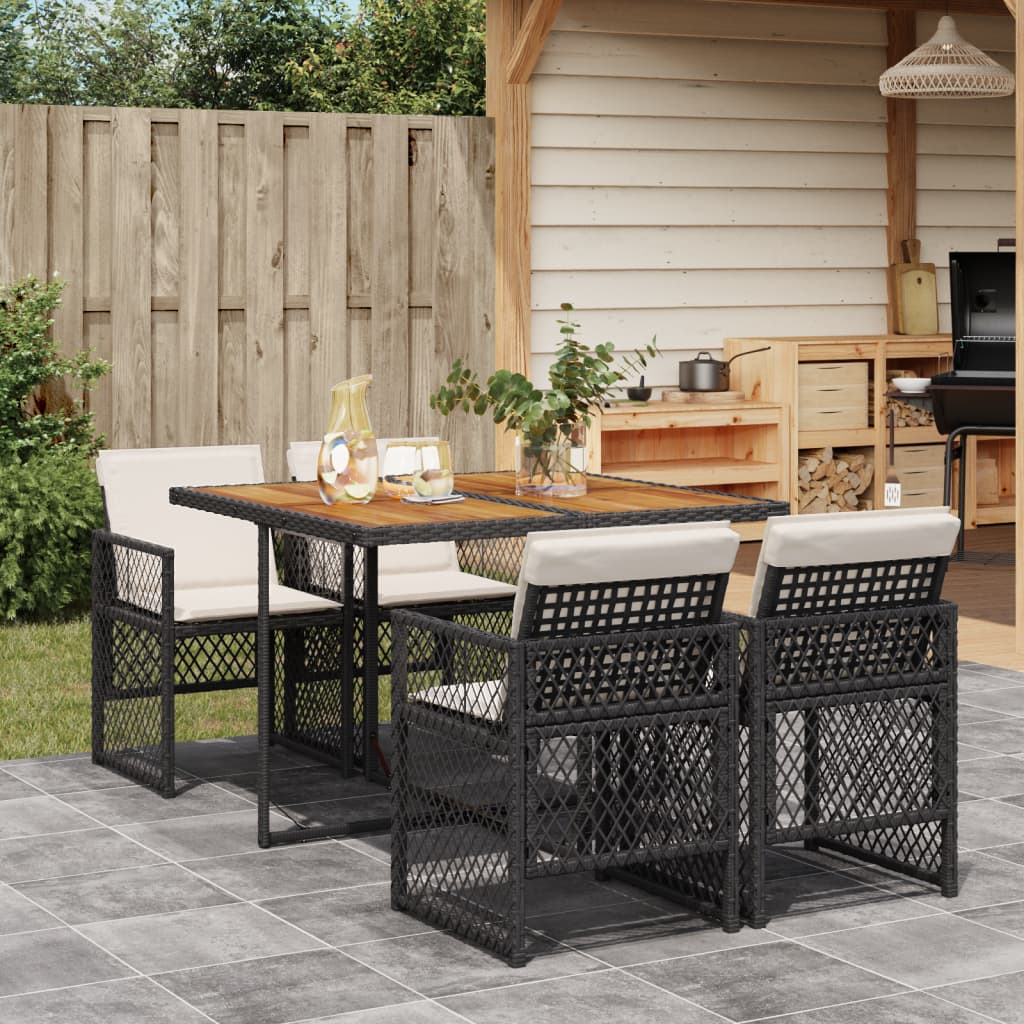 5-delige Tuinset met kussens poly rattan zwart is nu te koop bij PeponiXL, paradijselijk wonen!