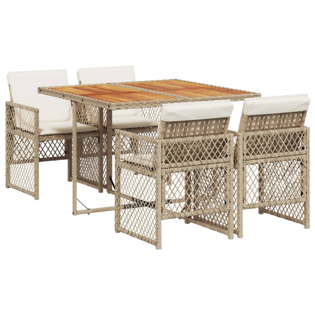 5-delige Tuinset met kussens poly rattan beige is nu te koop bij PeponiXL, paradijselijk wonen!