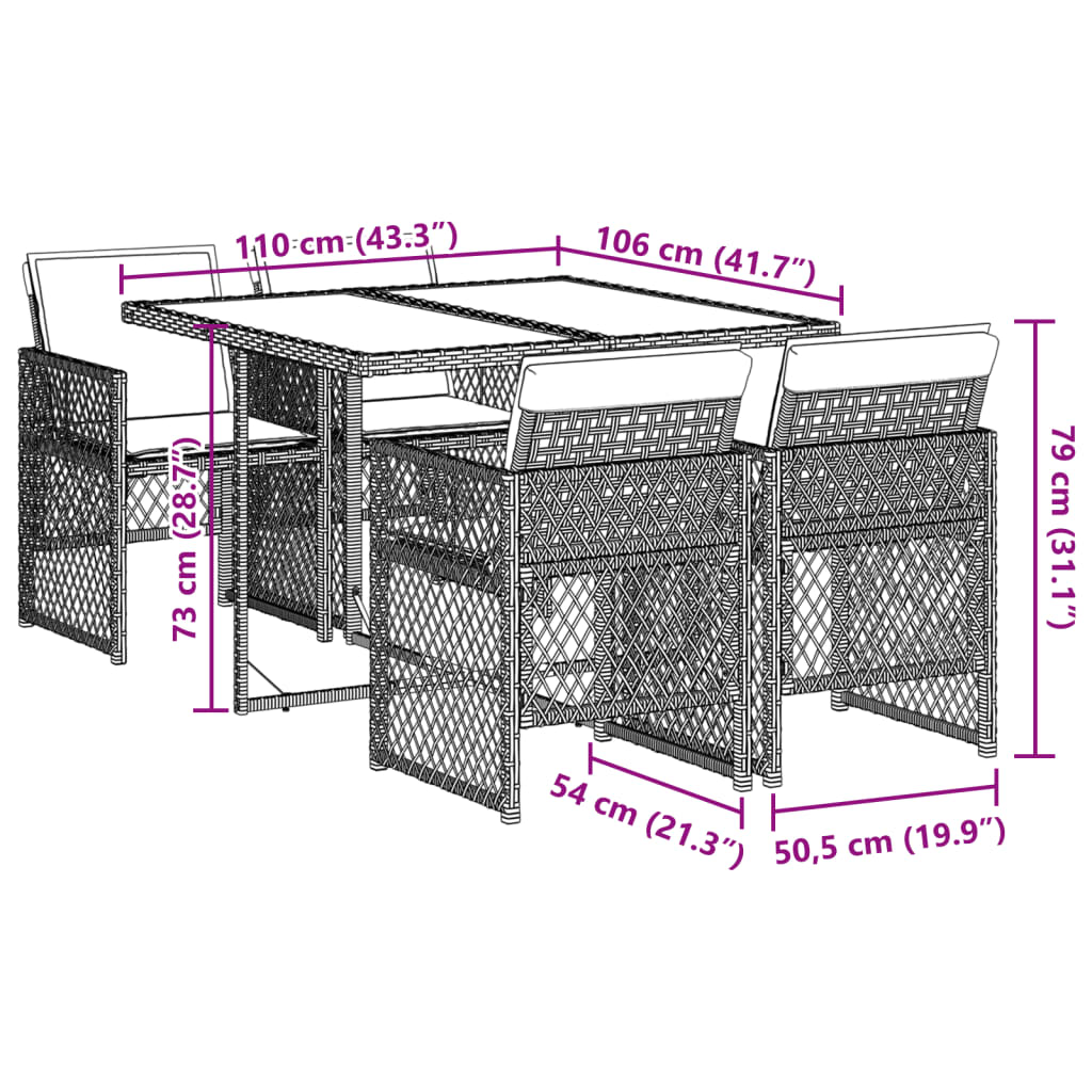5-delige Tuinset met kussens poly rattan beige is nu te koop bij PeponiXL, paradijselijk wonen!