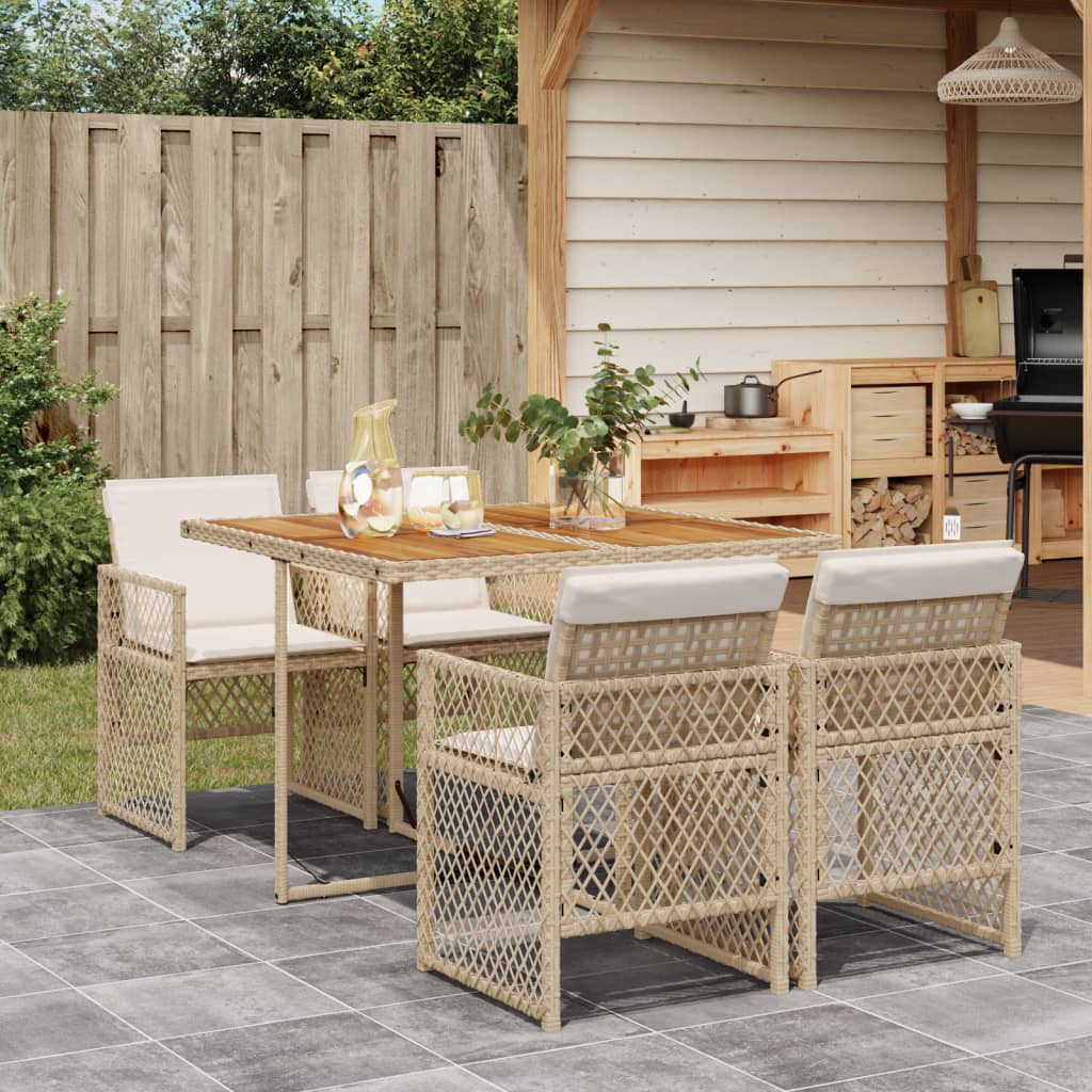 5-delige Tuinset met kussens poly rattan beige is nu te koop bij PeponiXL, paradijselijk wonen!