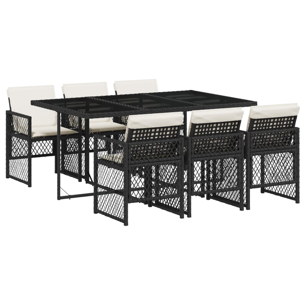 7-delige Tuinset met kussens poly rattan zwart is nu te koop bij PeponiXL, paradijselijk wonen!