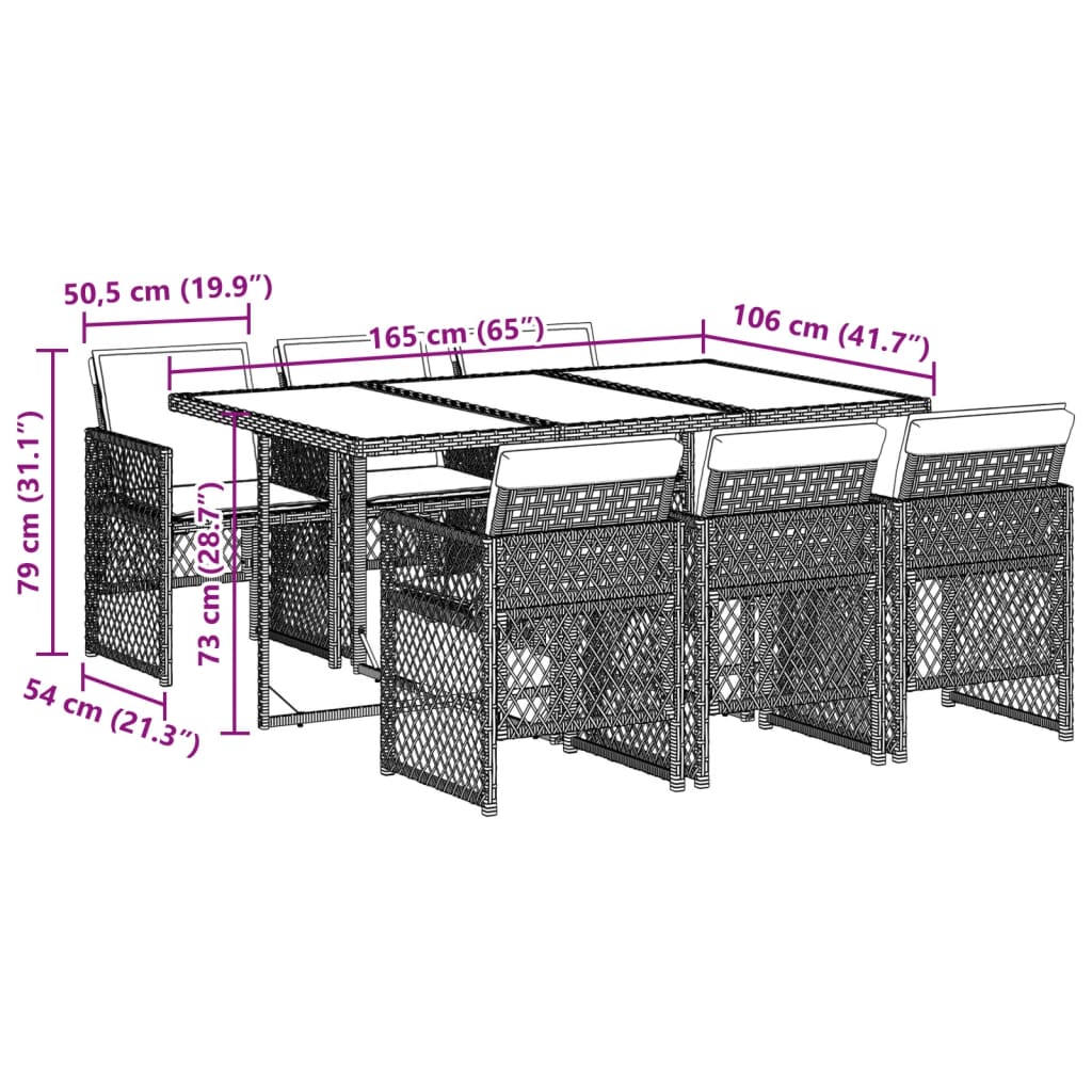 7-delige Tuinset met kussens poly rattan zwart is nu te koop bij PeponiXL, paradijselijk wonen!