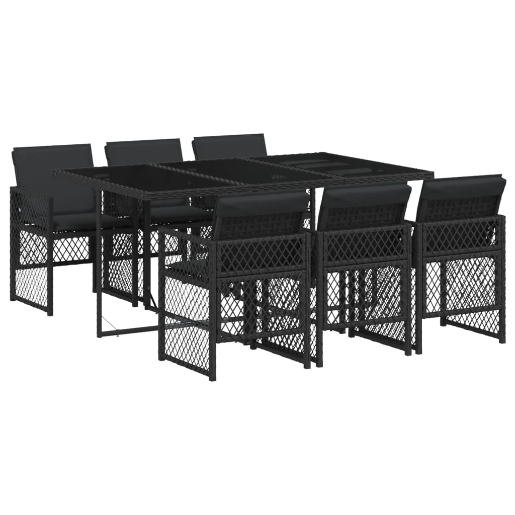 7-delige Tuinset met kussens poly rattan zwart is nu te koop bij PeponiXL, paradijselijk wonen!