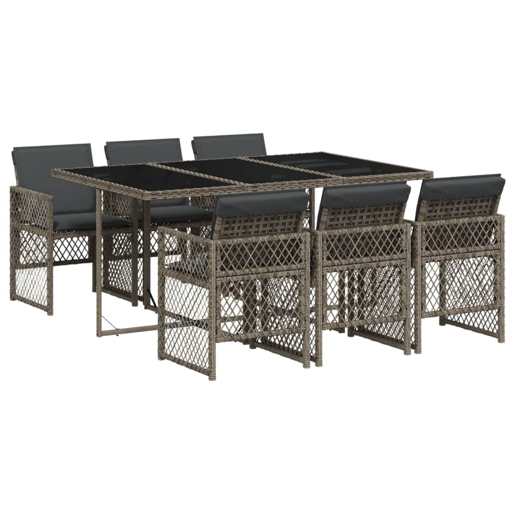 7-delige Tuinset met kussens poly rattan grijs is nu te koop bij PeponiXL, paradijselijk wonen!