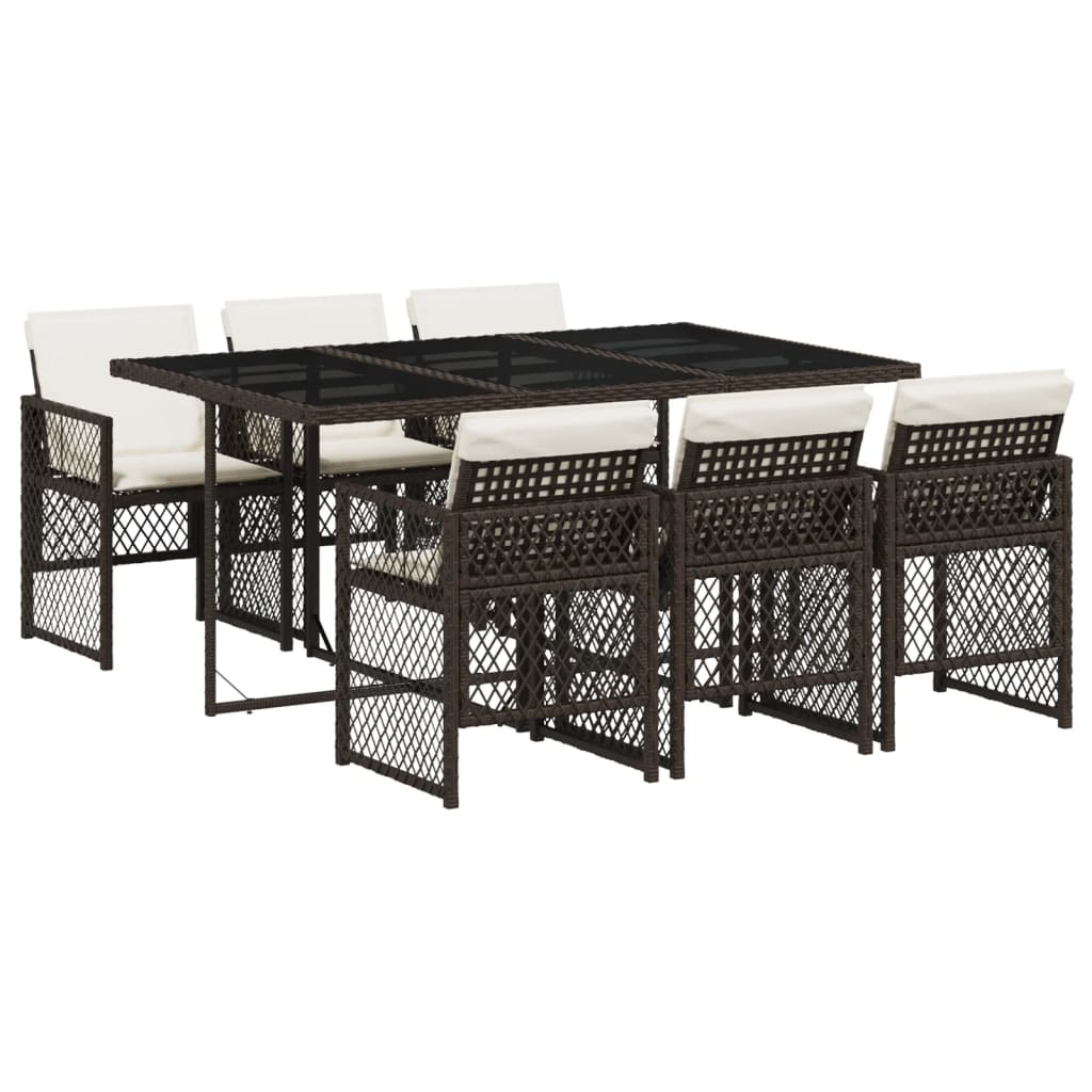 7-delige Tuinset met kussens poly rattan bruin is nu te koop bij PeponiXL, paradijselijk wonen!