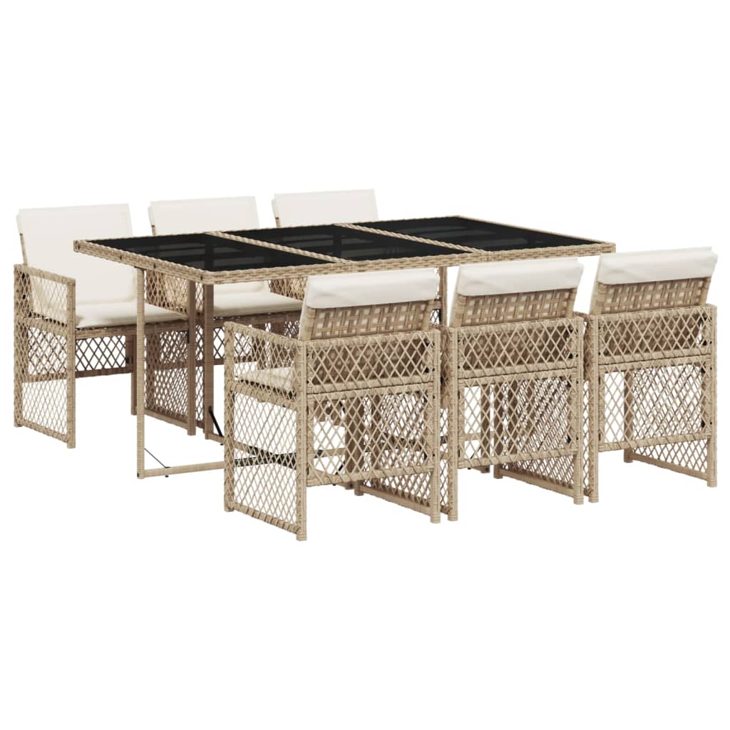 7-delige Tuinset met kussens poly rattan beige is nu te koop bij PeponiXL, paradijselijk wonen!