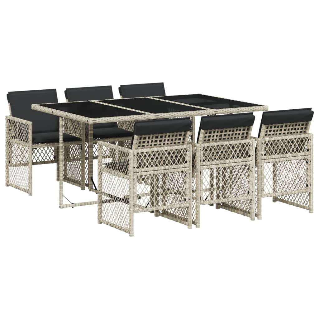 7-delige Tuinset met kussens poly rattan grijs is nu te koop bij PeponiXL, paradijselijk wonen!
