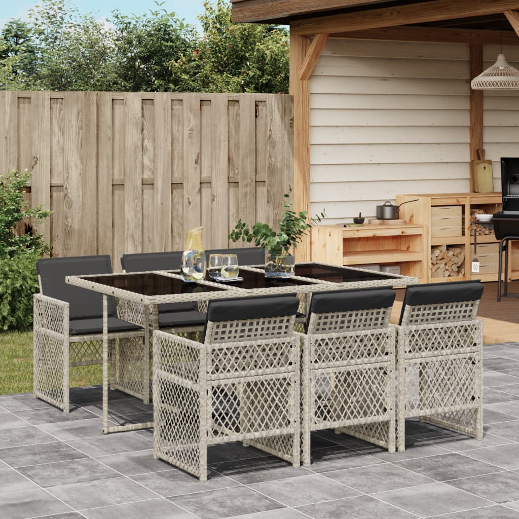 7-delige Tuinset met kussens poly rattan grijs is nu te koop bij PeponiXL, paradijselijk wonen!
