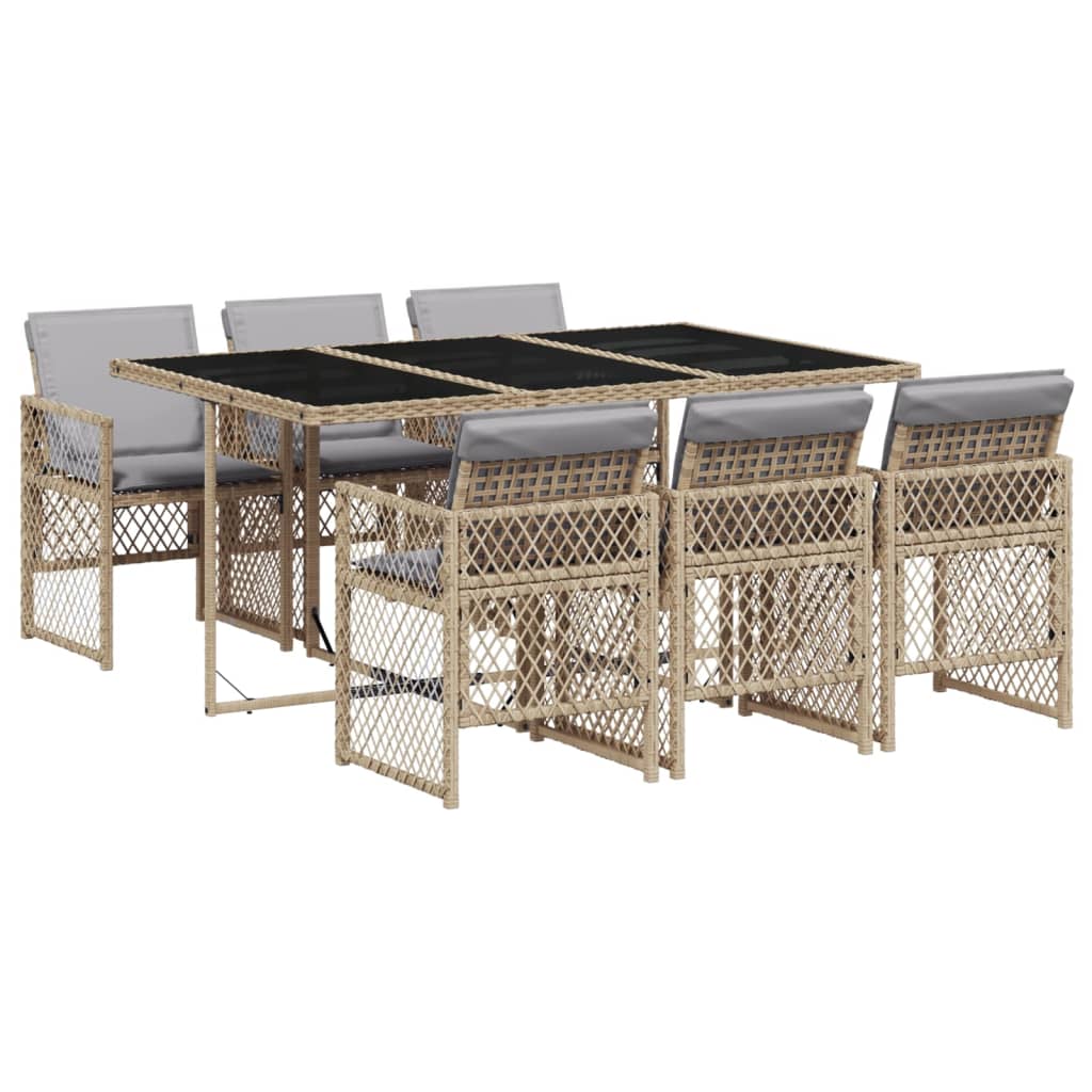 7-delige Tuinset met kussens poly rattan beige is nu te koop bij PeponiXL, paradijselijk wonen!