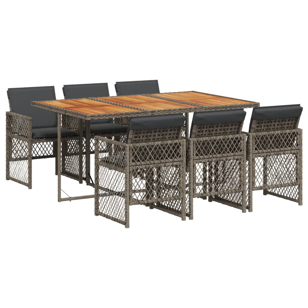 7-delige Tuinset met kussens poly rattan grijs is nu te koop bij PeponiXL, paradijselijk wonen!
