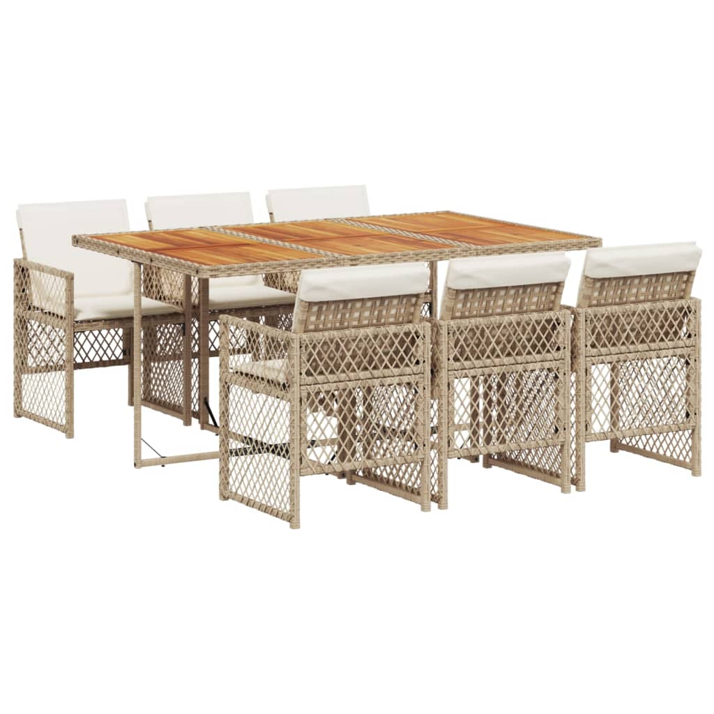 7-delige Tuinset met kussens poly rattan beige is nu te koop bij PeponiXL, paradijselijk wonen!