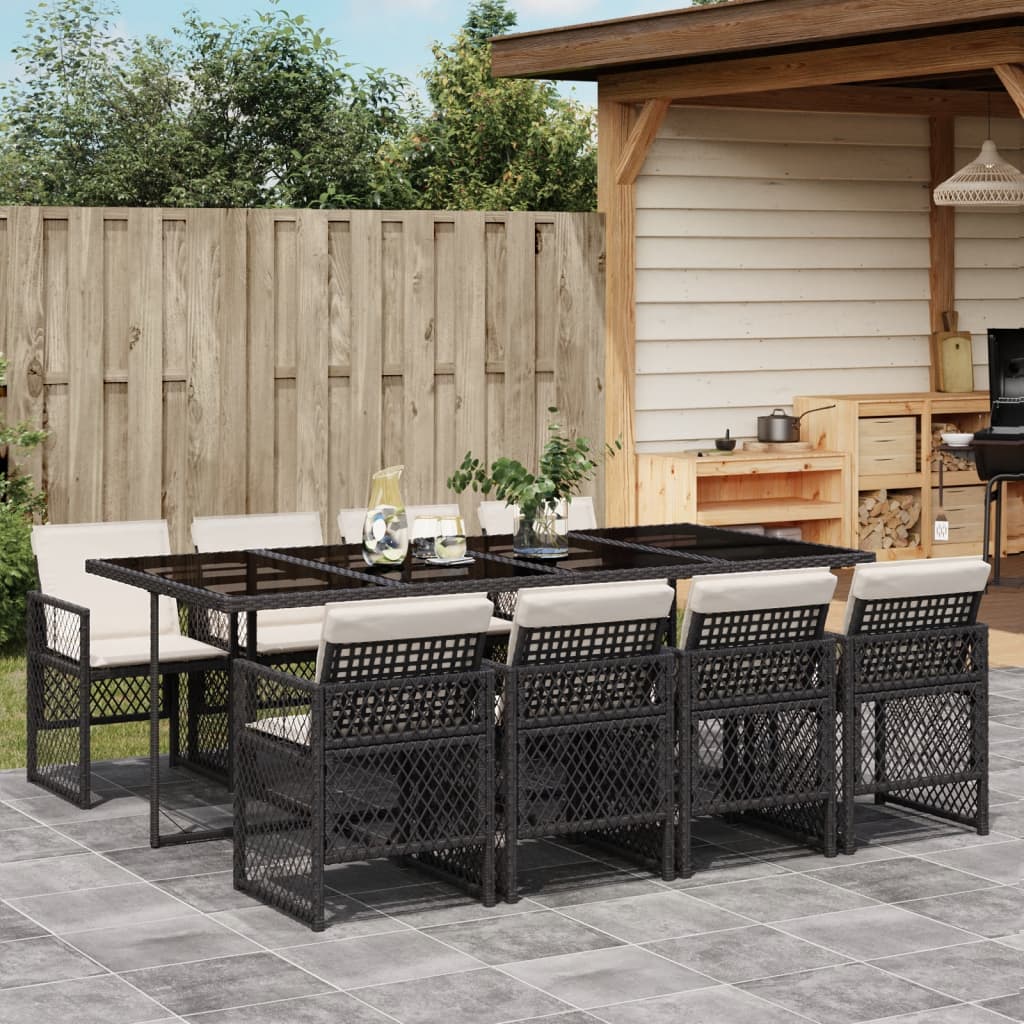 9-delige Tuinset poly rattan zwart is nu te koop bij PeponiXL, paradijselijk wonen!