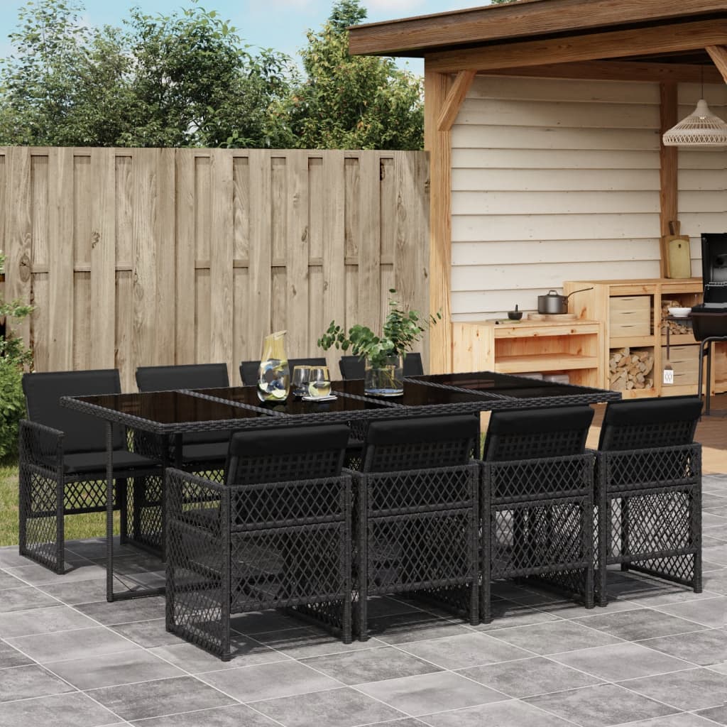 9-delige Tuinset poly rattan zwart is nu te koop bij PeponiXL, paradijselijk wonen!