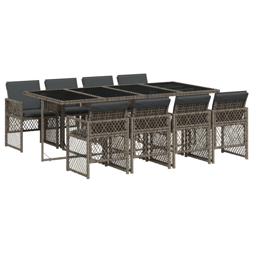 9-delige Tuinset met kussens poly rattan grijs is nu te koop bij PeponiXL, paradijselijk wonen!