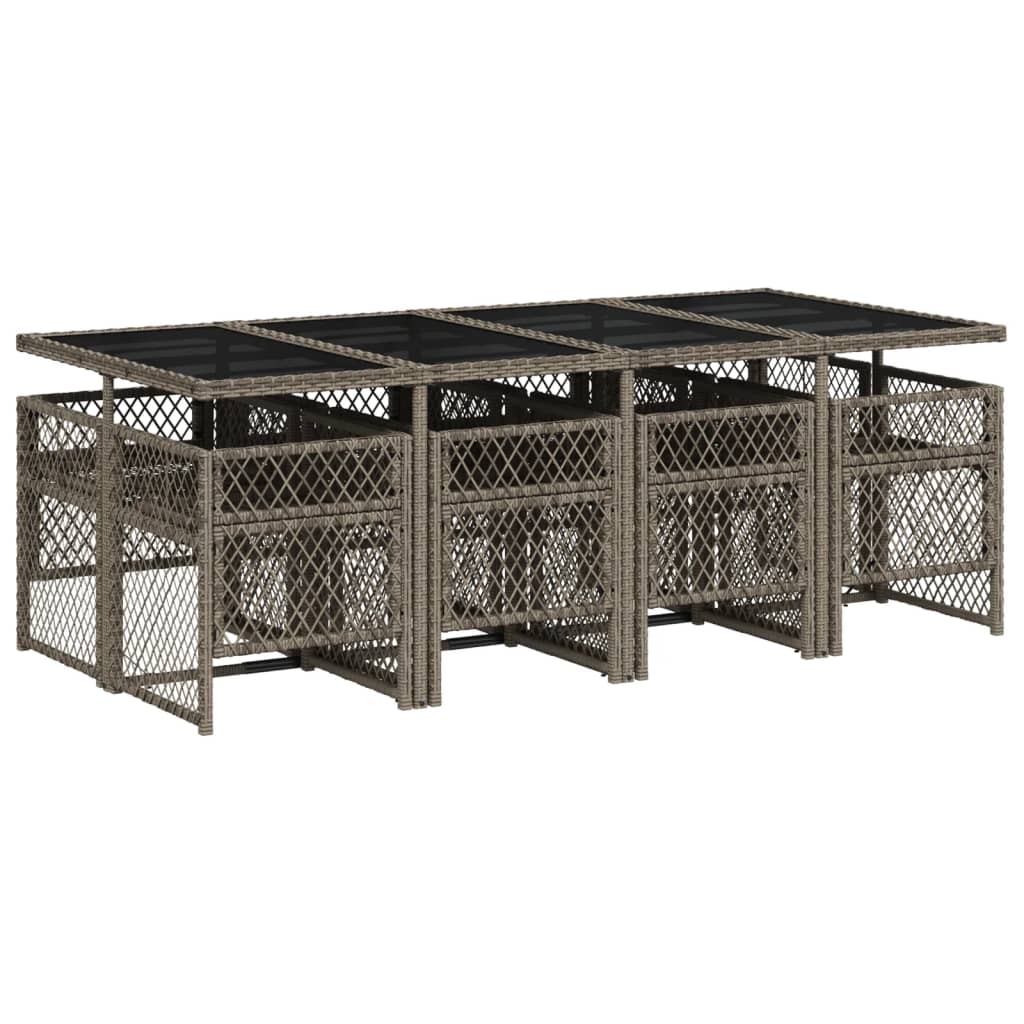 9-delige Tuinset met kussens poly rattan grijs is nu te koop bij PeponiXL, paradijselijk wonen!