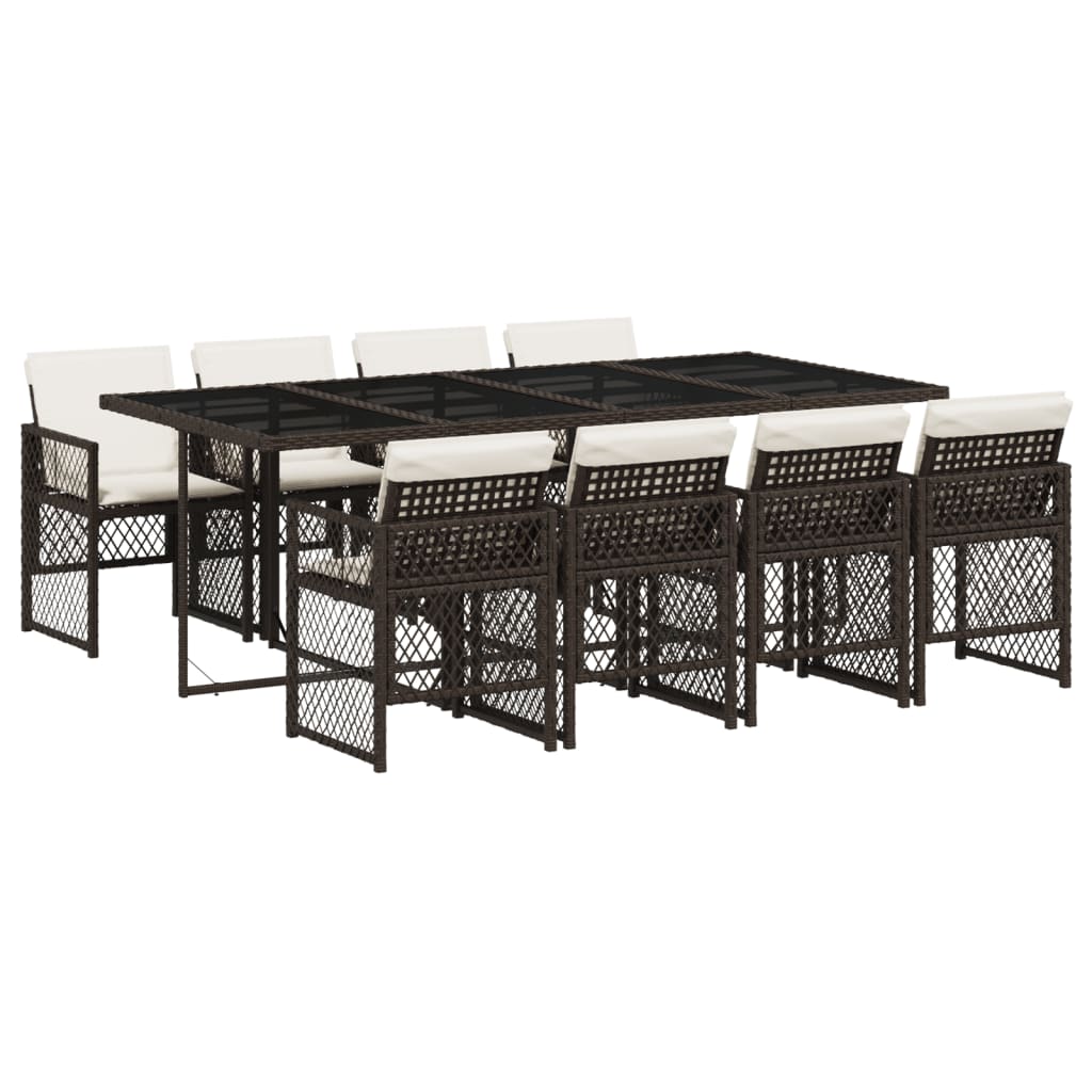 9-delige Tuinset met kussens poly rattan bruin is nu te koop bij PeponiXL, paradijselijk wonen!