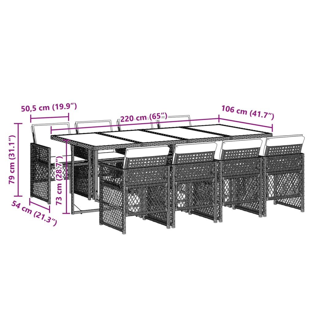 9-delige Tuinset met kussens poly rattan bruin is nu te koop bij PeponiXL, paradijselijk wonen!
