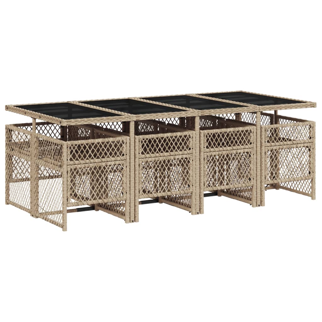 9-delige Tuinset met kussens poly rattan beige is nu te koop bij PeponiXL, paradijselijk wonen!