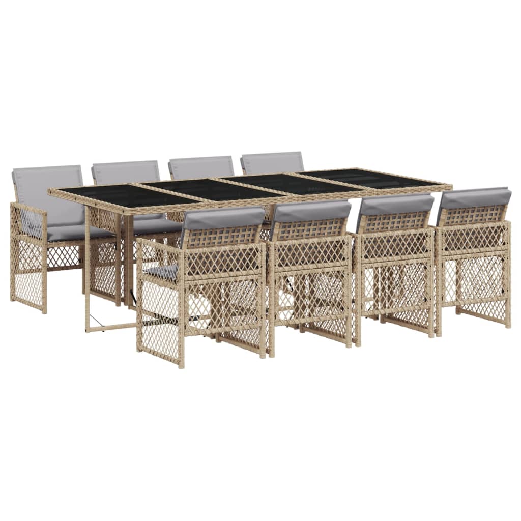 9-delige Tuinset met kussens poly rattan beige is nu te koop bij PeponiXL, paradijselijk wonen!