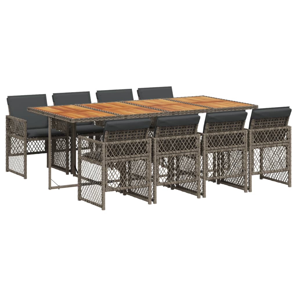 9-delige Tuinset met kussens poly rattan grijs is nu te koop bij PeponiXL, paradijselijk wonen!