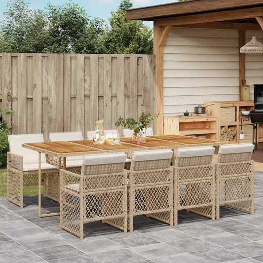 9-delige Tuinset met kussens poly rattan beige is nu te koop bij PeponiXL, paradijselijk wonen!