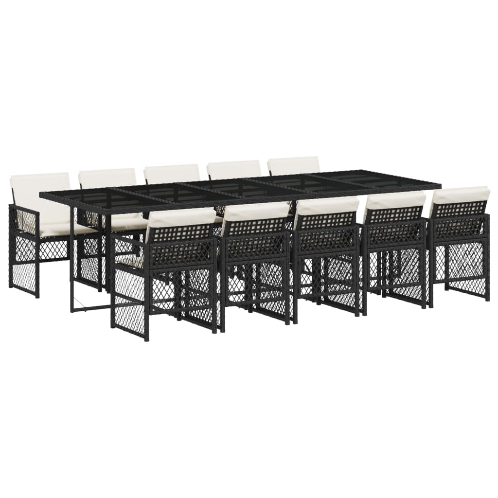 11-delige Tuinset met kussens poly rattan zwart is nu te koop bij PeponiXL, paradijselijk wonen!