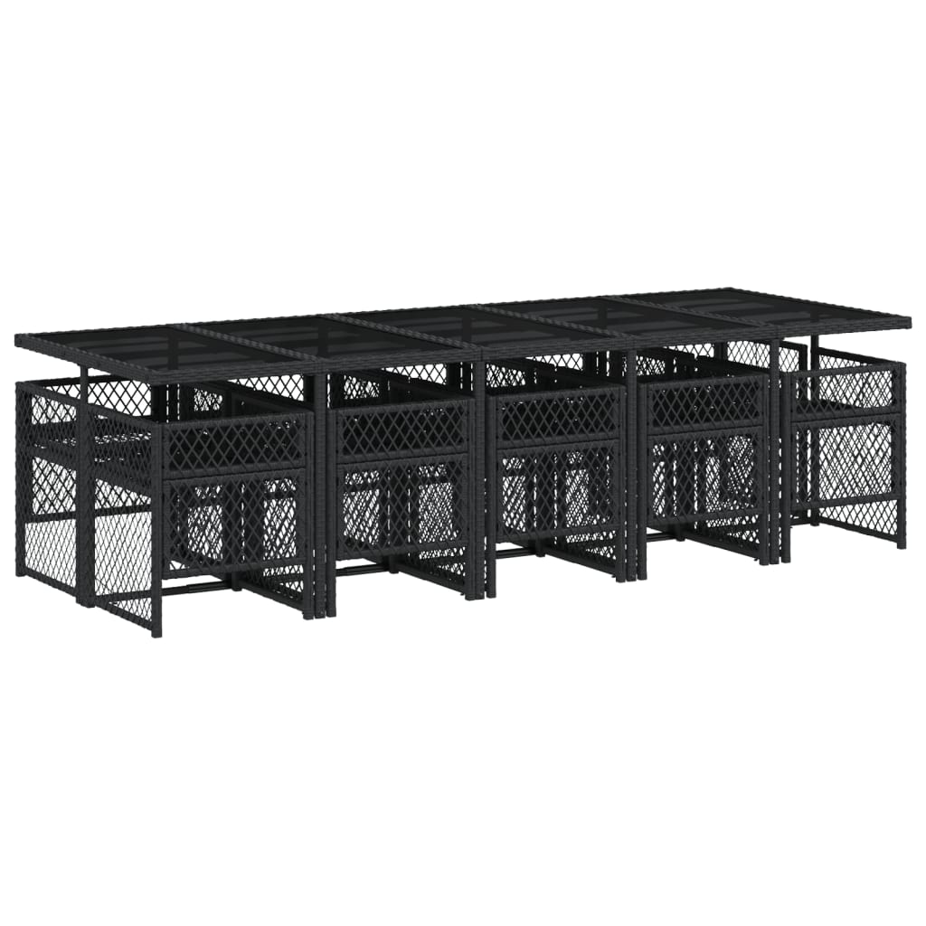 11-delige Tuinset met kussens poly rattan zwart is nu te koop bij PeponiXL, paradijselijk wonen!
