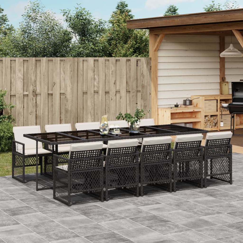 11-delige Tuinset met kussens poly rattan zwart is nu te koop bij PeponiXL, paradijselijk wonen!