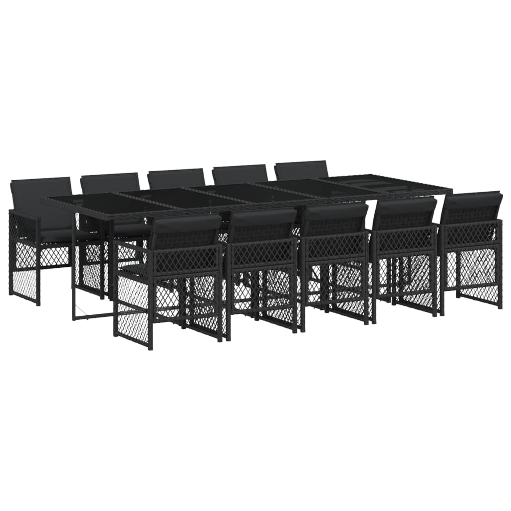 11-delige Tuinset met kussens poly rattan zwart is nu te koop bij PeponiXL, paradijselijk wonen!