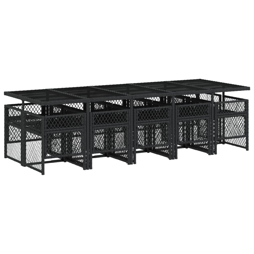 11-delige Tuinset met kussens poly rattan zwart is nu te koop bij PeponiXL, paradijselijk wonen!