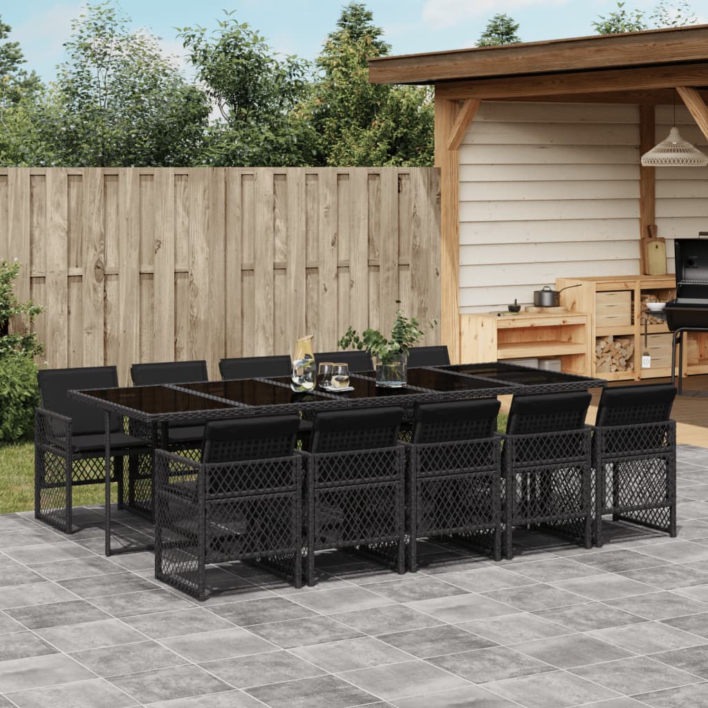 11-delige Tuinset met kussens poly rattan zwart is nu te koop bij PeponiXL, paradijselijk wonen!